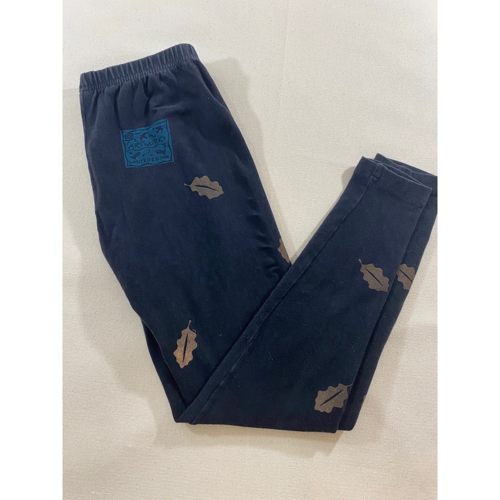 Vintage Artworks Limited Edition Black Leaf Print Leggings Made in USA M/L